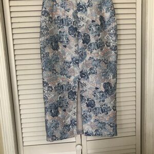Elegant Blue and Gray Midi Pencil Skirt for Cocktail